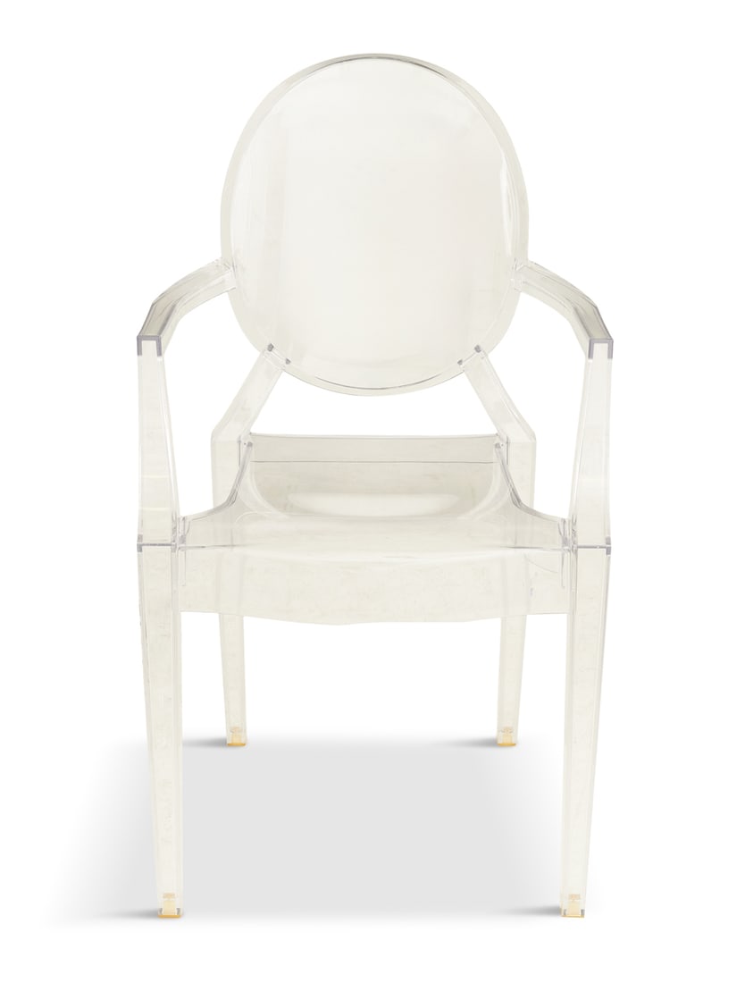Philippe Starck Clear "Louis Ghost" Armchair: Philippe Starck Clear "Louis Ghost" Armchair2002, for Kartell, Italy, the label impressed at rear seat edge.h. 36-1/2", w. 21-1/2", d. 21-1/2"