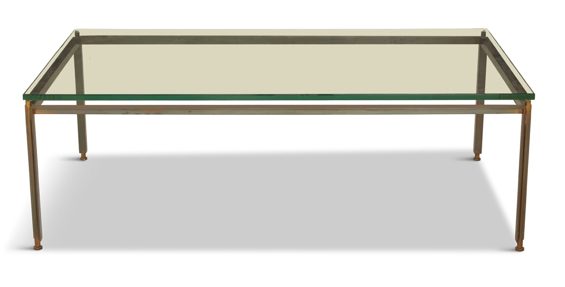 Patinated Steel and Glass-Top Coffee Table (1 of 2)