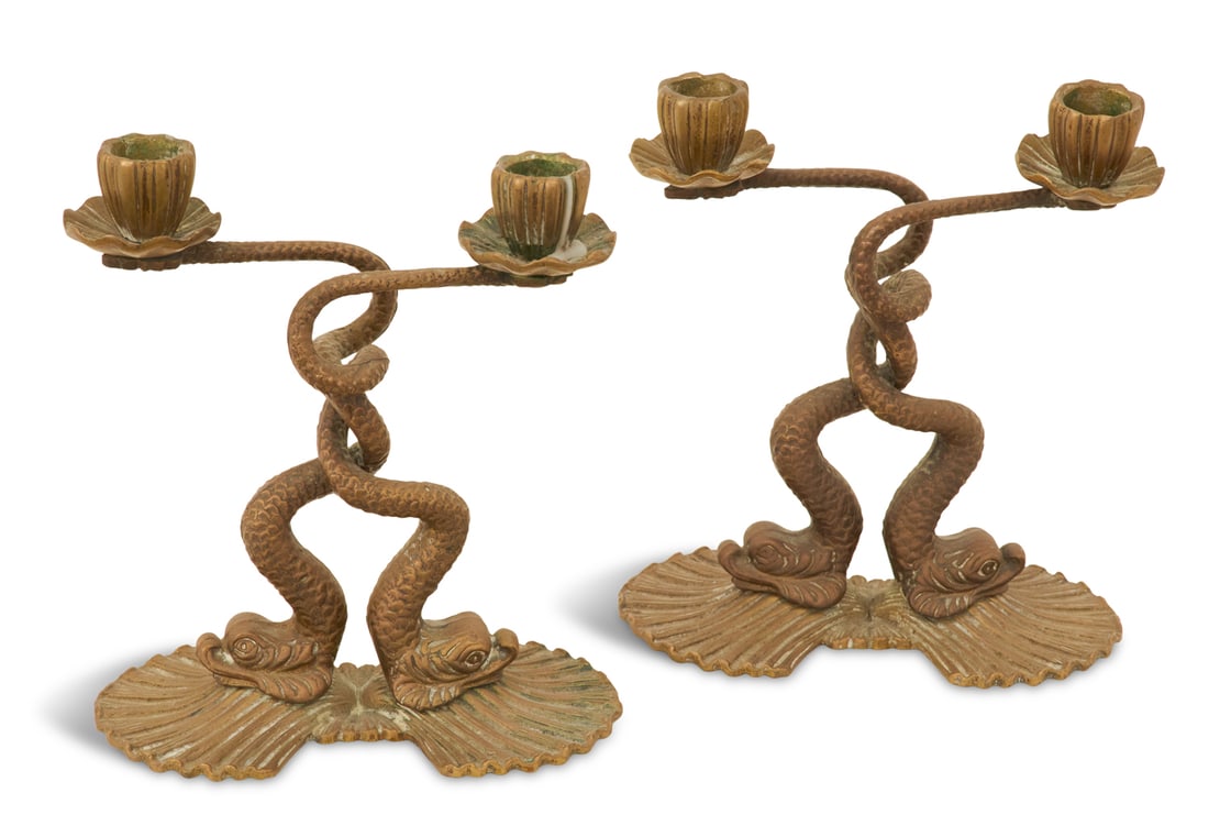 Pair of Unusual Brass Candelabra (1 of 3)