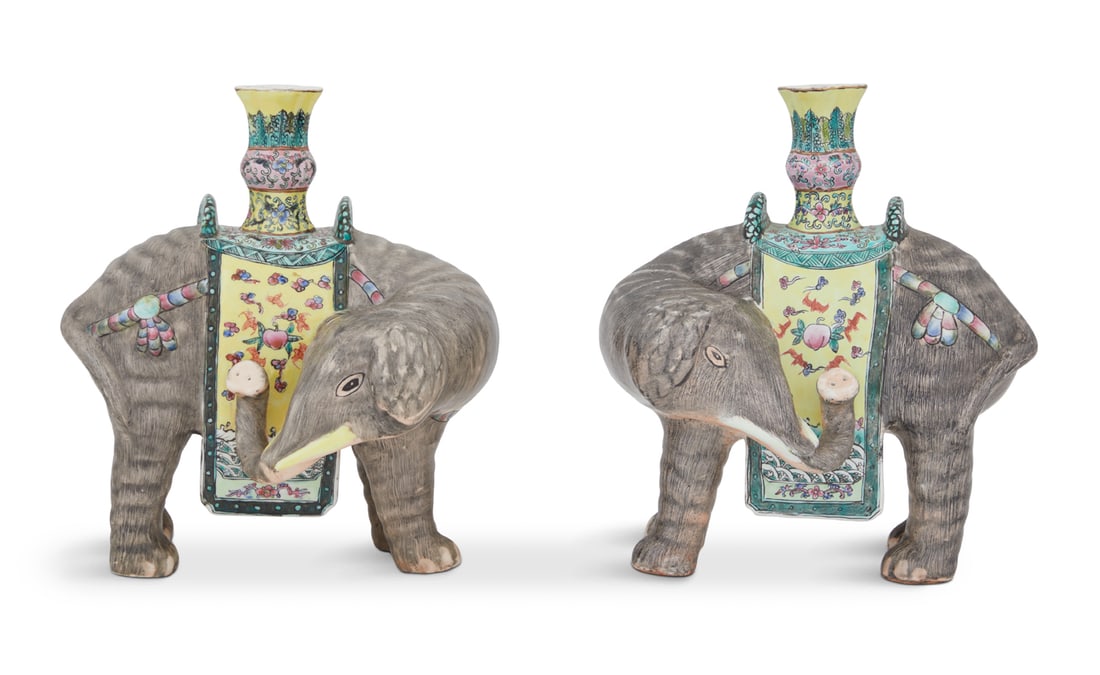 Pair of Chinese Export-Style Elephant Vases (1 of 4)