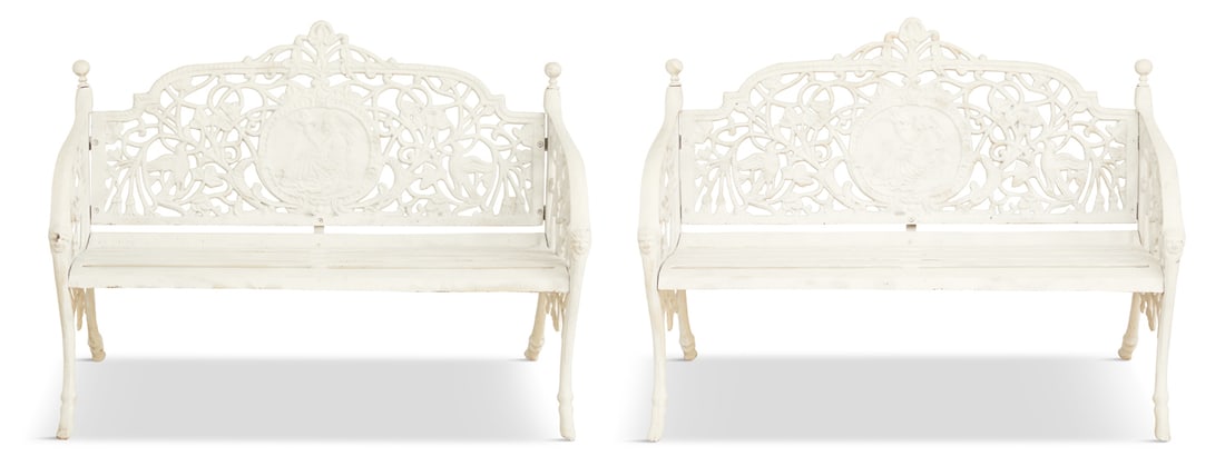 Pair of Painted Cast Iron Benches (1 of 2)