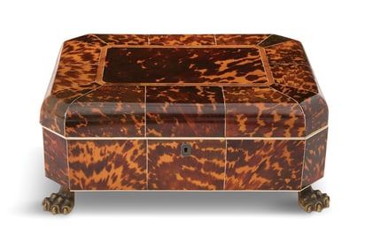 Rare English William IV Tortoiseshell Work Box