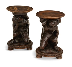 Pair of Venetian Carved Blackamoor Tabourets