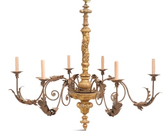 Italian Giltwood and Metal Chandelier