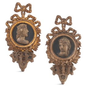 Pair of Italian Wood and Metal Sconces