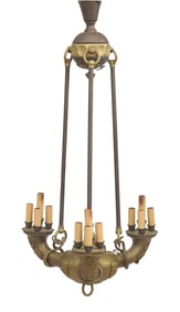 Stylish Regency Revival Bronze Chandelier