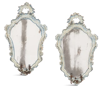 Pair of Venetian Painted Girandole Mirrors