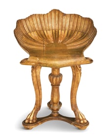Venetian Carved Giltwood Grotto Stool