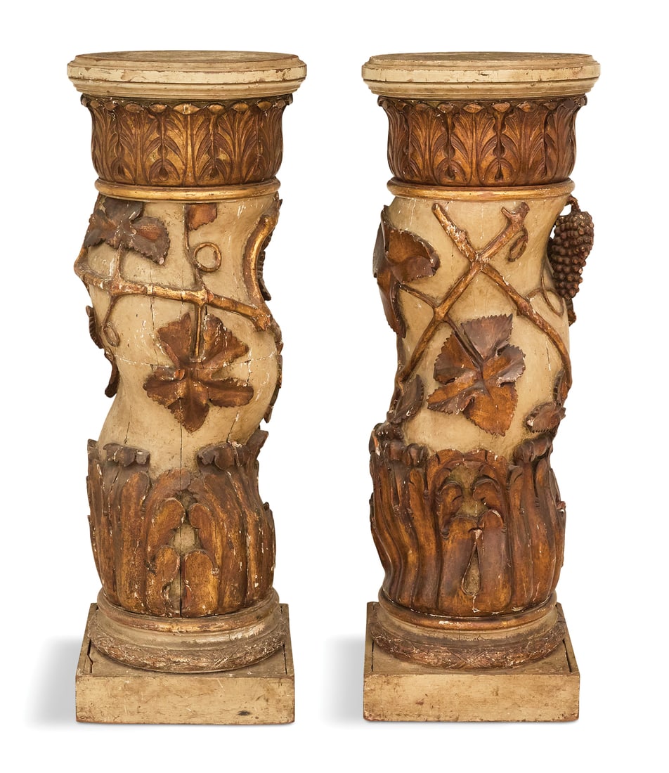 Baroque-Style Painted and Parcel-Gilt Pedestals (1 of 3)