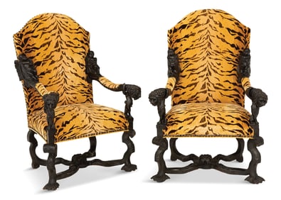 Pair of Italian Baroque-Style Armchairs