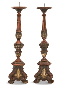 Pair of Italian Carved and Painted Torcheres