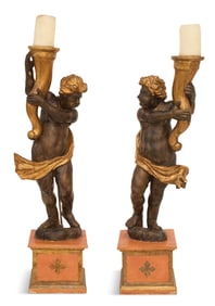 Pair of Italian Baroque Putti-Form Torcheres