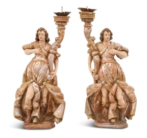 Carved and Painted Candlesticks