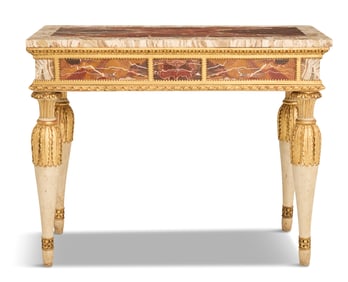 Creme-Peinte and Parcel-Gilt Onyx-Top Console