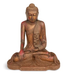 Carved Wooden Seated Buddha