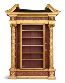 Impressive Polychrome and Parcel-Gilt Bookshelf