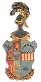 Baroque Carved and Painted Armorial Cartouche