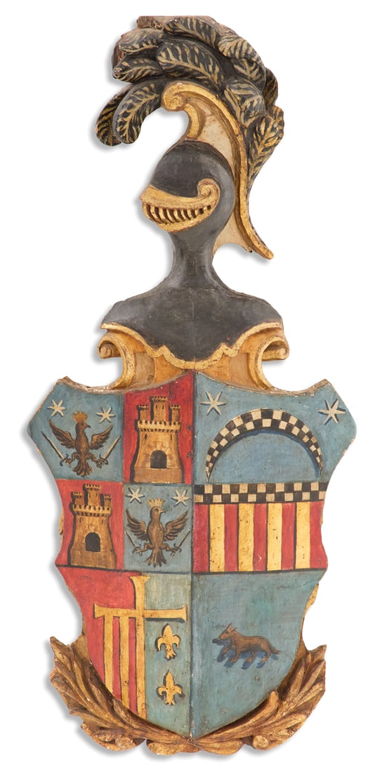 Baroque Carved and Painted Armorial Cartouche (1 of 2)