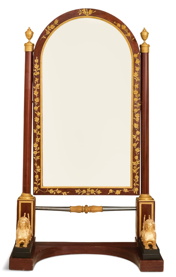 Mahogany and Gilt-Bronze-Mounted Cheval Mirror (1 of 4)