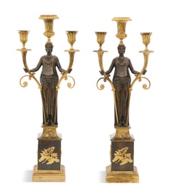 Pair of Empire Premiere Bronze Figural Candelabra