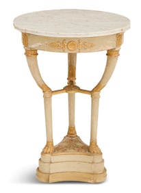 Painted and Parcel-Gilt Marble-Top Gueridon