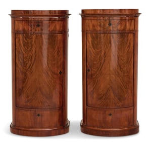 Biedermeier Figured Mahogany Pedestal Cabinets