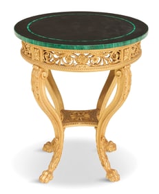 Giltwood, Malachite and Black Marble Side Table