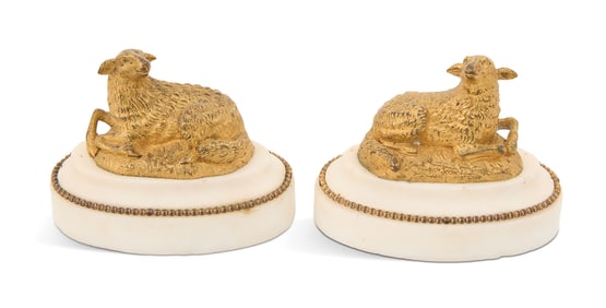 Belle Epoque Gilt-Bronze and Marble Sheep