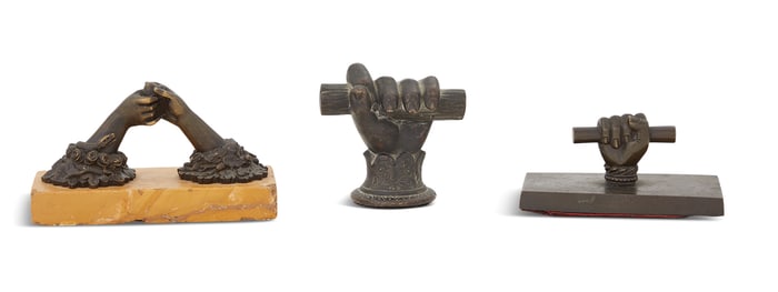 Three Grand Tour Bronze and Marble Objects