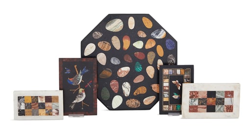 Five Specimen Marble and Pietra Dura Objects