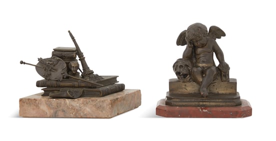 Two Grand Tour Bronze and Marble Objects
