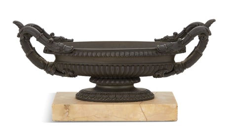 French Bronze Patine and Marble Urn