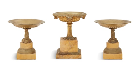 Three Grand Tour Bronze and Marble Tazzas