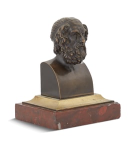 Grand Tour Bronze and Marble Bust of Homer