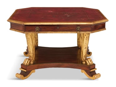 Regency Parcel-Gilt Mahogany Library Table
