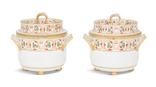 Pair of Derby-Attributed Porcelain Fruit Coolers