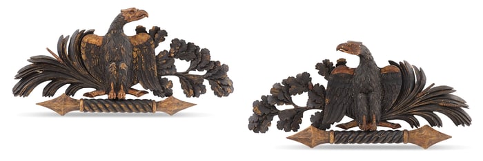 Pair of Regency-Style Parcel-Giltwood Eagles
