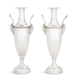Pair of Neoclassical-Style Silverplate Vases