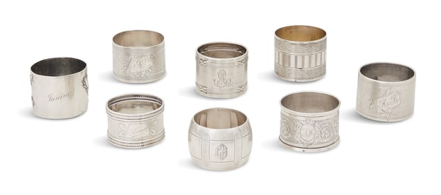 French Belle Epoque and Other Silver Napkin Rings