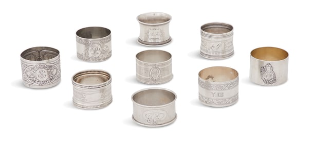 French Belle Epoque and Other Silver Napkin Rings