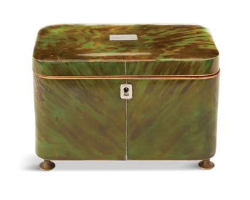 William IV Green Stained Tortoiseshell Tea Caddy