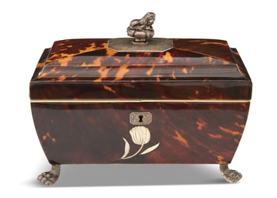 Rare Dutch Tortoiseshell and Silver Tea Caddy