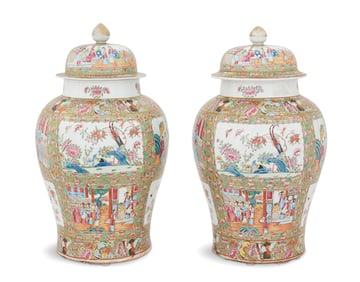 Large Rose Medallion Chinese Export Ginger Jars