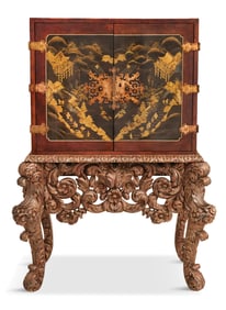 Japanese Black-Lacquered Spice Cabinet