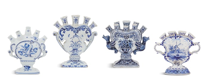 Collection of Four Delft Pottery Tulipieres