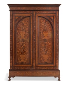 Dutch Mixed Woods Inlaid Armoire