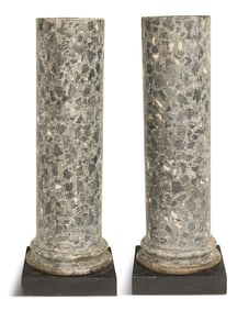 Pair of Gray and White Scagliola Pedestals
