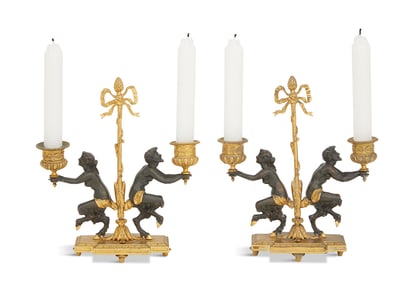 Pair of Napoleon III Bronze Figural Candelabra