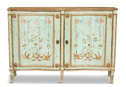 Italian Polychrome and Parcel-Gilt Sideboard