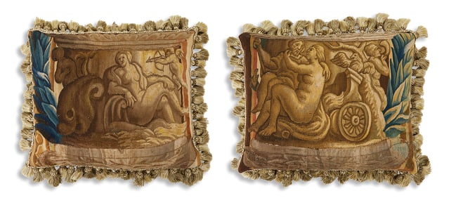 Pair of French Aubusson Tapestry Pillows